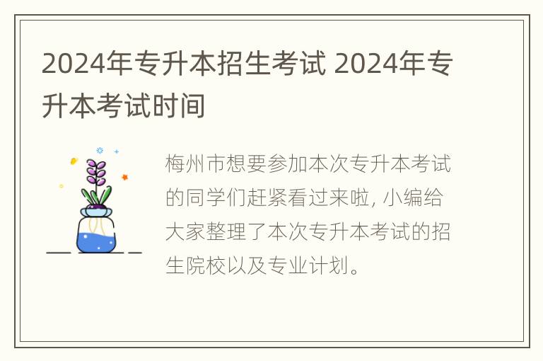 2024年专升本招生考试 2024年专升本考试时间