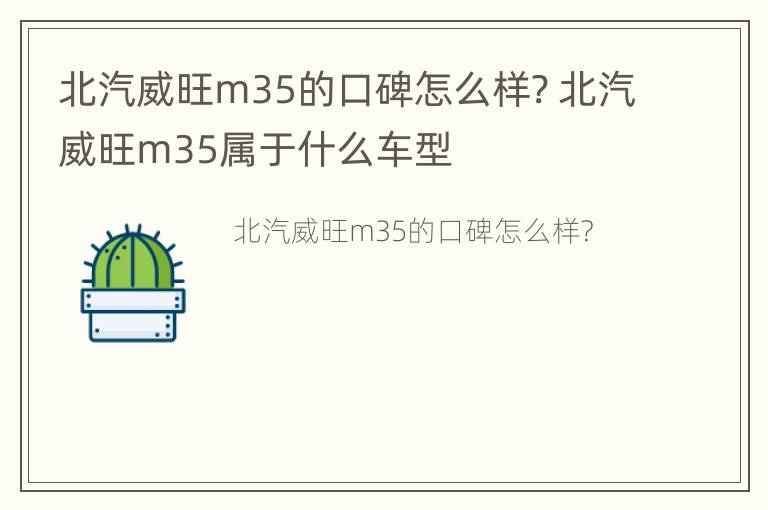 北汽威旺m35的口碑怎么样? 北汽威旺m35属于什么车型