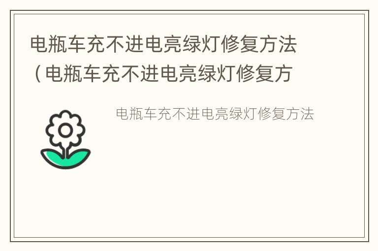 电瓶车充不进电亮绿灯修复方法（电瓶车充不进电亮绿灯修复方法是什么）