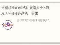 吉利领克03价格油耗是多少? 领克03+油耗多少钱一公里