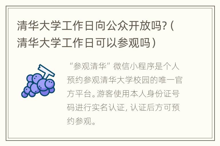 清华大学工作日向公众开放吗?（清华大学工作日可以参观吗）