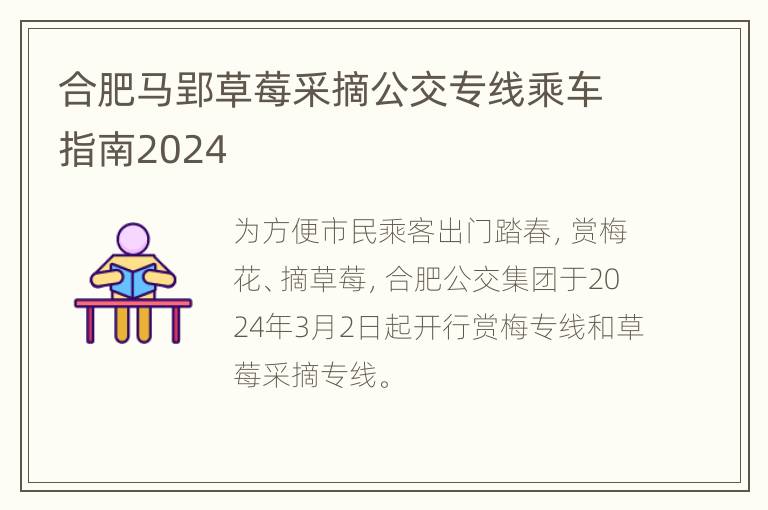 合肥马郢草莓采摘公交专线乘车指南2024