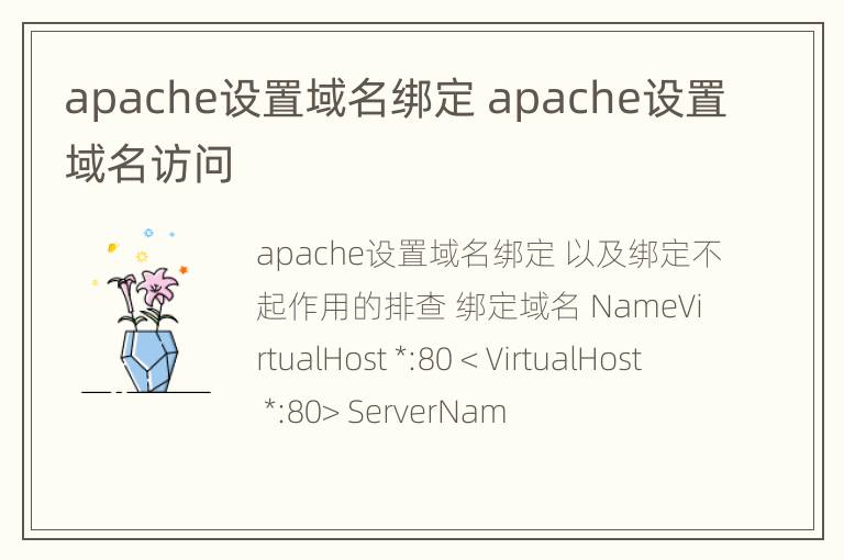 apache设置域名绑定 apache设置域名访问