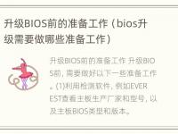 升级BIOS前的准备工作（bios升级需要做哪些准备工作）