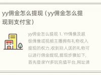 yy佣金怎么提现（yy佣金怎么提现到支付宝）