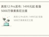 真我12 Pro发布：1499元起 配备5000万像素索尼主摄