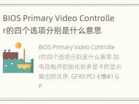 BIOS Primary Video Controller的四个选项分别是什么意思