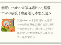 索尼ultrabook怎样进bios,超极本wi8系统（索尼笔记本怎么进bios设置u盘启动）