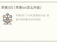 苹果iOS（苹果ios怎么升级）