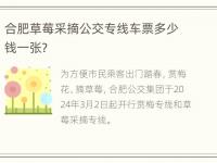 合肥草莓采摘公交专线车票多少钱一张？