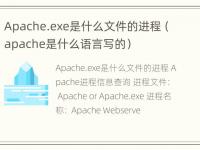 Apache.exe是什么文件的进程（apache是什么语言写的）