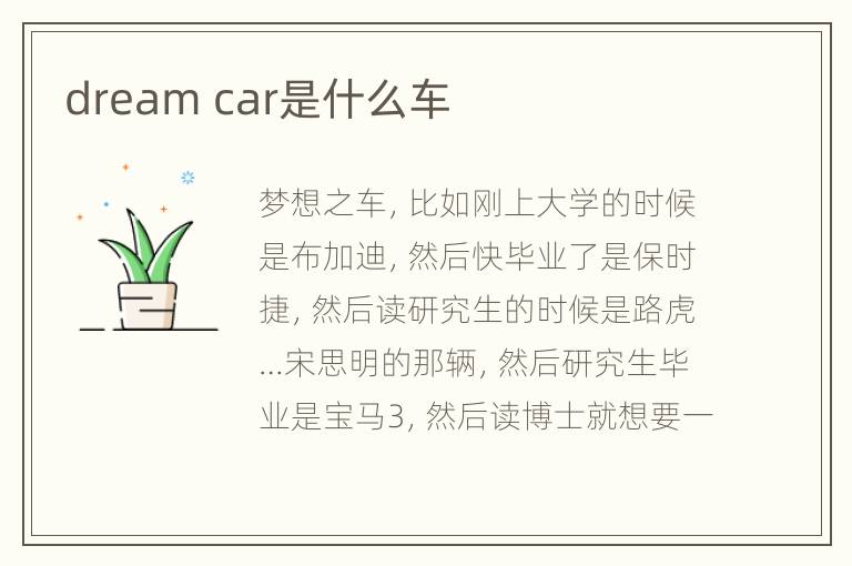 dream car是什么车