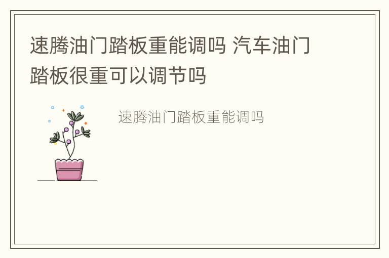 速腾油门踏板重能调吗 汽车油门踏板很重可以调节吗