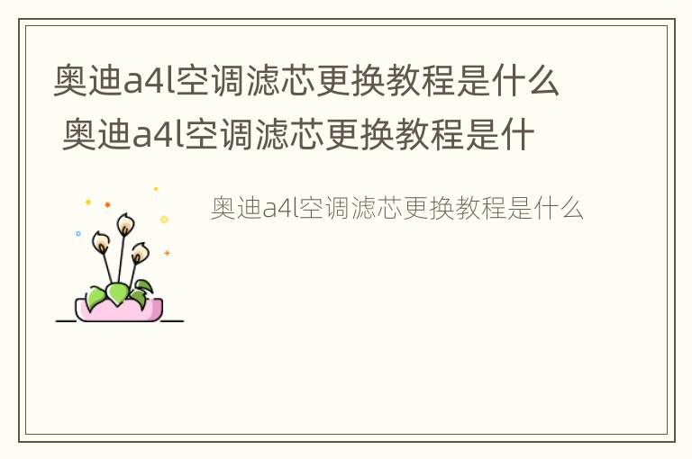 奥迪a4l空调滤芯更换教程是什么 奥迪a4l空调滤芯更换教程是什么样的