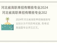 河北省高职单招有哪些专业2024 河北省高职单招有哪些专业2024年