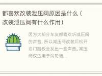 都喜欢改装泄压阀原因是什么（改装泄压阀有什么作用）