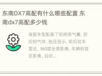 东南DX7高配有什么哪些配置 东南dx7高配多少钱