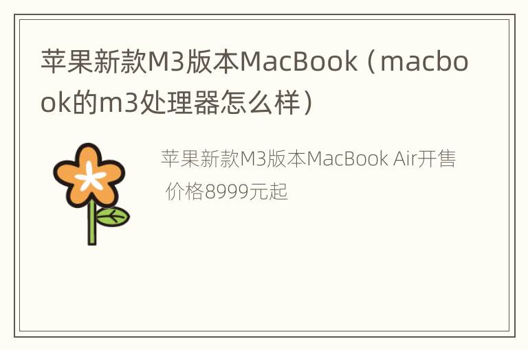 苹果新款M3版本MacBook（macbook的m3处理器怎么样）