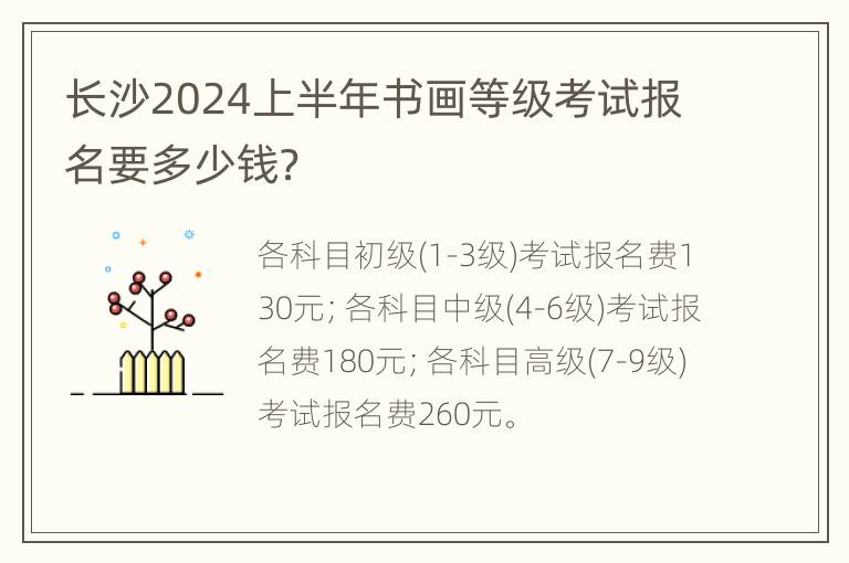 长沙2024上半年书画等级考试报名要多少钱？