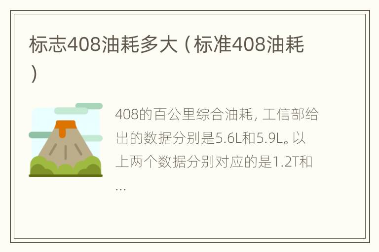 标志408油耗多大（标准408油耗）