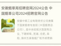 安徽烟草局招聘官网2024公告 中国烟草公司2024招聘官网公告