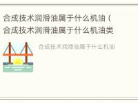 合成技术润滑油属于什么机油（合成技术润滑油属于什么机油类别）