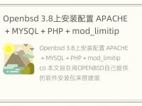 Openbsd 3.8上安装配置 APACHE + MYSQL + PHP + mod_limitipco