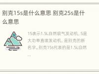 别克15s是什么意思 别克25s是什么意思