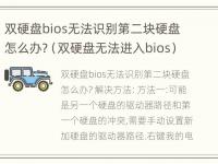 双硬盘bios无法识别第二块硬盘怎么办?（双硬盘无法进入bios）