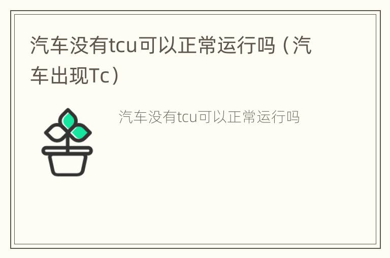 汽车没有tcu可以正常运行吗（汽车出现Tc）