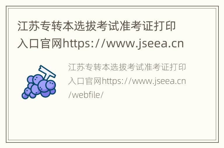 江苏专转本选拔考试准考证打印入口官网https://www.jseea.cn/webfile/