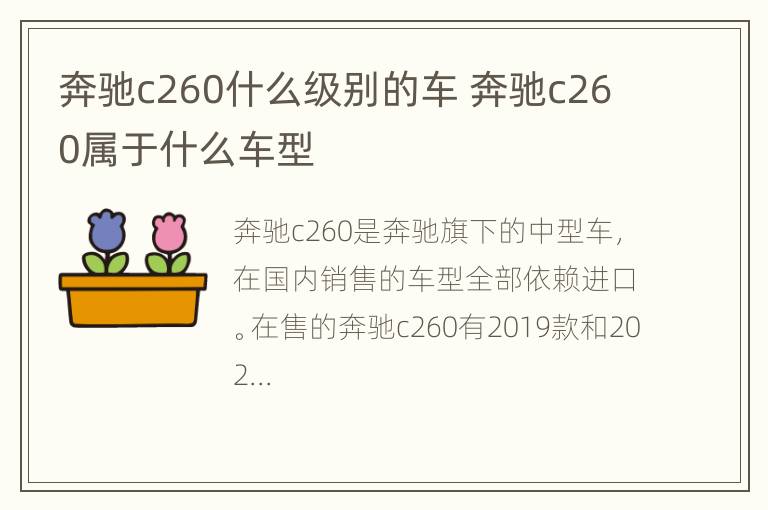 奔驰c260什么级别的车 奔驰c260属于什么车型