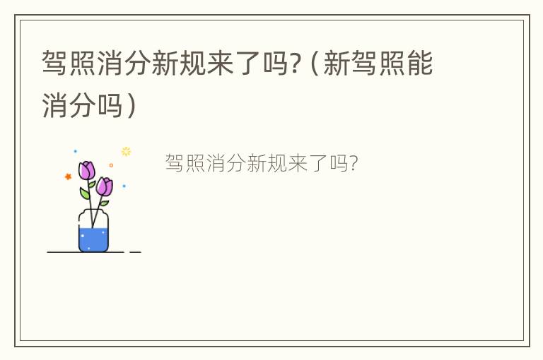 驾照消分新规来了吗?（新驾照能消分吗）