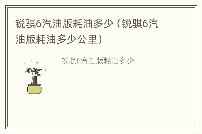 锐骐6汽油版耗油多少（锐骐6汽油版耗油多少公里）