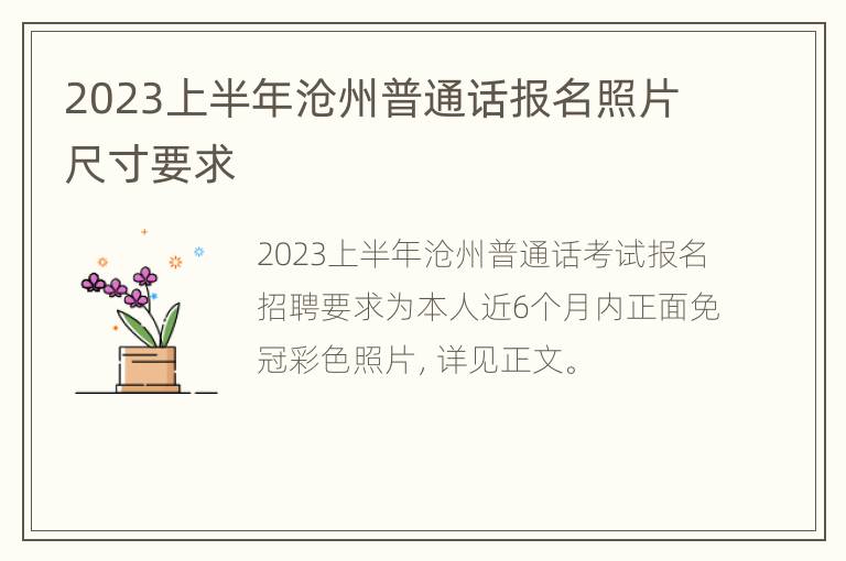 2023上半年沧州普通话报名照片尺寸要求