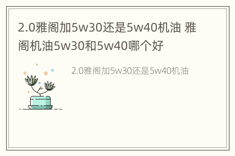 2.0雅阁加5w30还是5w40机油 雅阁机油5w30和5w40哪个好