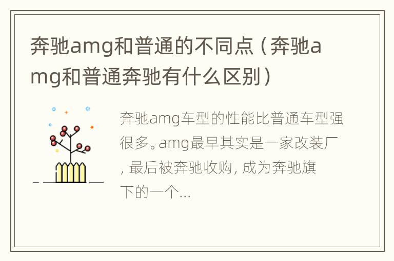 奔驰amg和普通的不同点（奔驰amg和普通奔驰有什么区别）