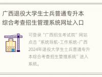 广西退役大学生士兵普通专升本综合考查招生管理系统网址入口