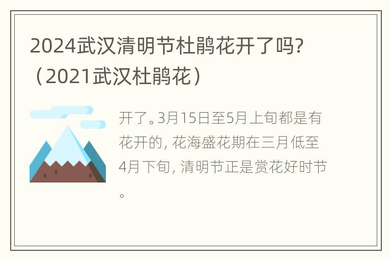 2024武汉清明节杜鹃花开了吗？（2021武汉杜鹃花）