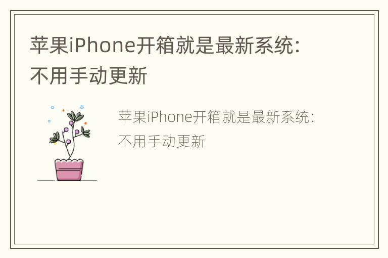 苹果iPhone开箱就是最新系统：不用手动更新