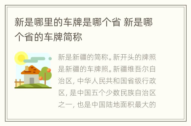 新是哪里的车牌是哪个省 新是哪个省的车牌简称