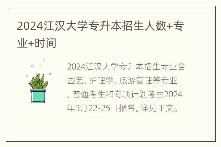 2024江汉大学专升本招生人数+专业+时间