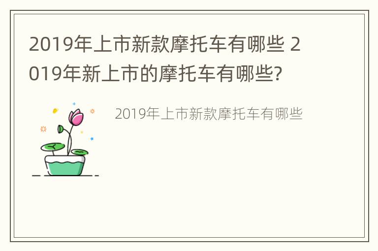 2019年上市新款摩托车有哪些 2019年新上市的摩托车有哪些?