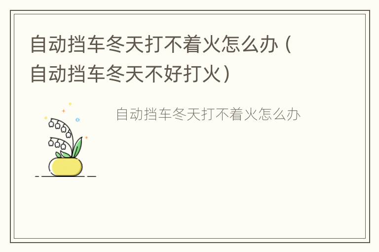 自动挡车冬天打不着火怎么办（自动挡车冬天不好打火）