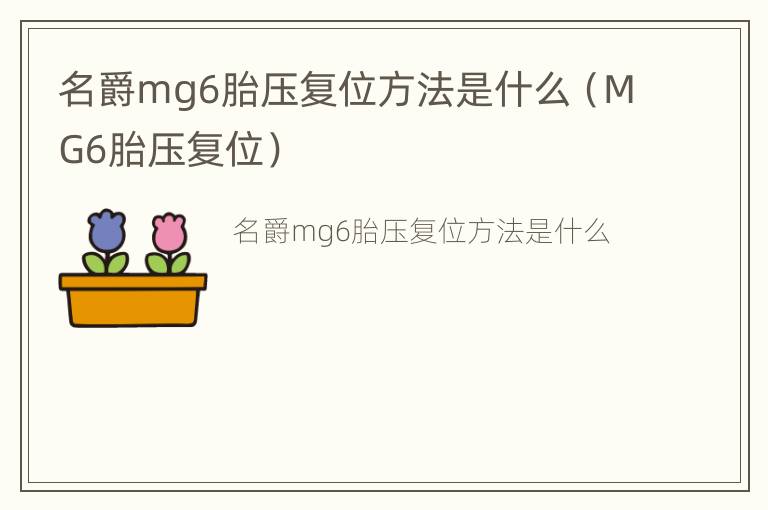 名爵mg6胎压复位方法是什么（MG6胎压复位）