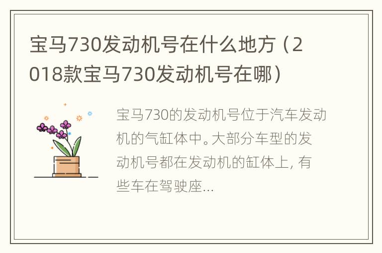 宝马730发动机号在什么地方（2018款宝马730发动机号在哪）