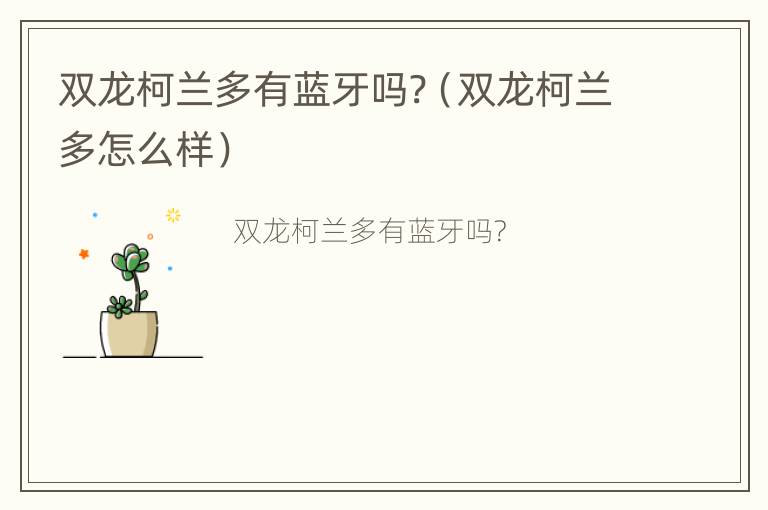 双龙柯兰多有蓝牙吗?（双龙柯兰多怎么样）