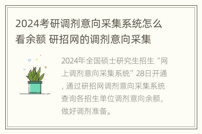 2024考研调剂意向采集系统怎么看余额 研招网的调剂意向采集