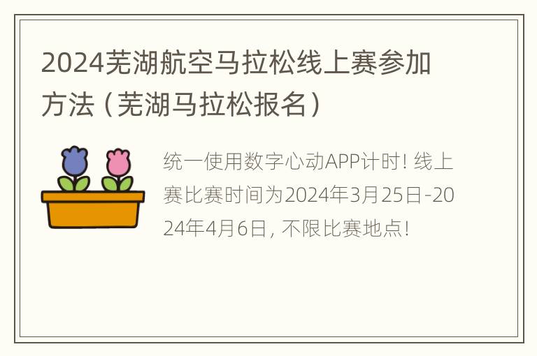 2024芜湖航空马拉松线上赛参加方法（芜湖马拉松报名）