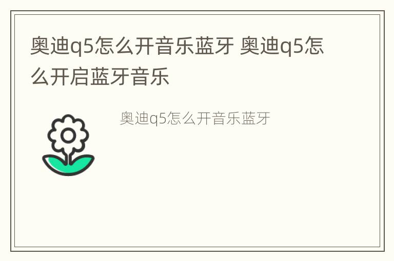 奥迪q5怎么开音乐蓝牙 奥迪q5怎么开启蓝牙音乐